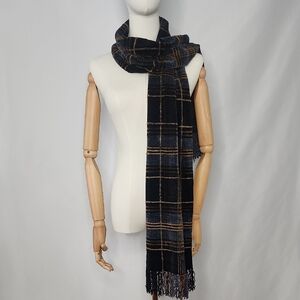 Vintage Black and Brown Plaid Scarf